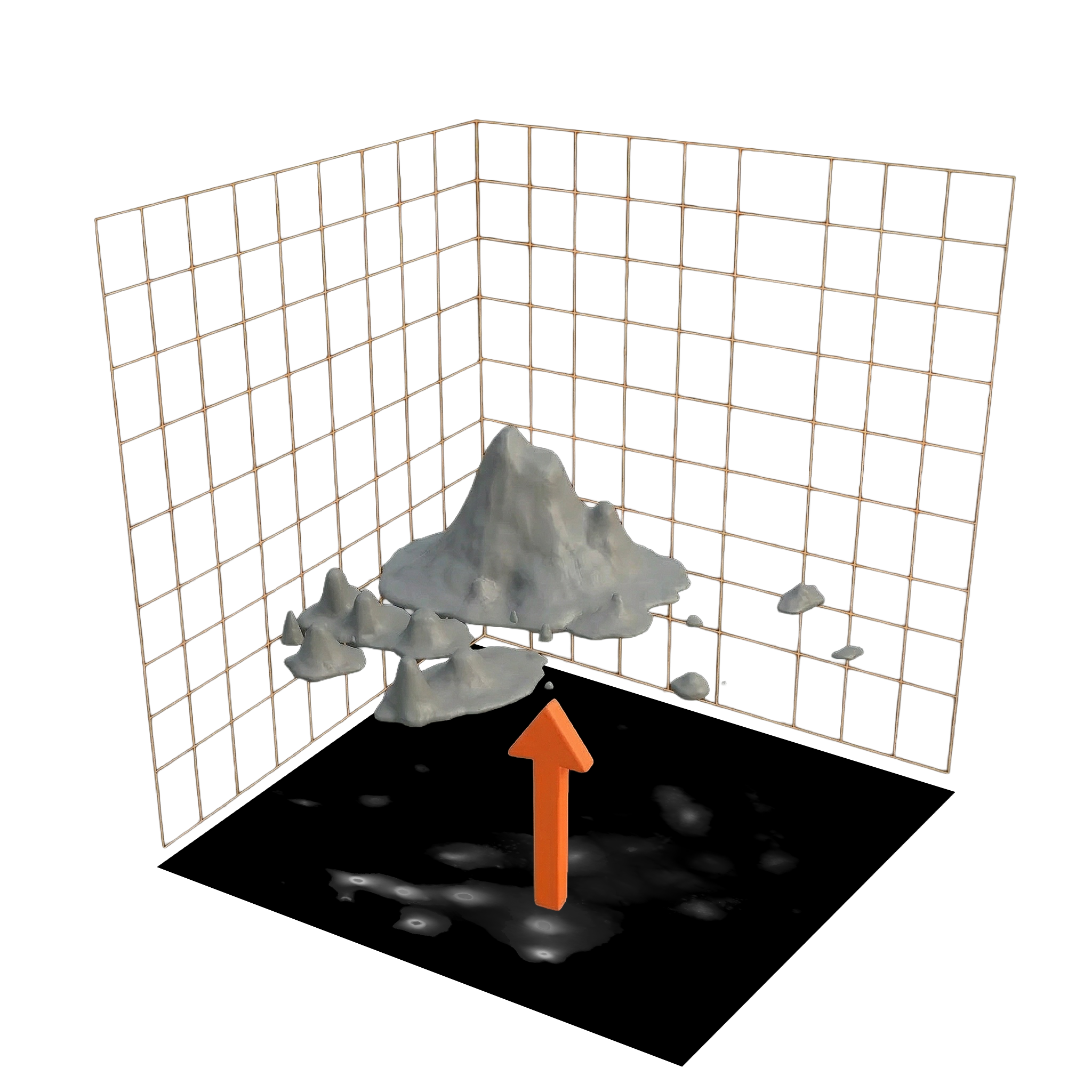 Digital elevation model in Blender with modifiers and projected imagery.